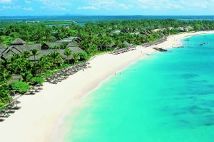Stunning Belle Mare Beach with white sand and crystal-clear waters in Mauritius