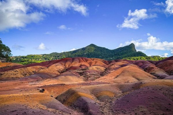 Close-up of colored sand dunes