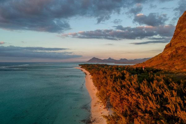 Aerial view of Le Morne Beach and Le Morne Brabant