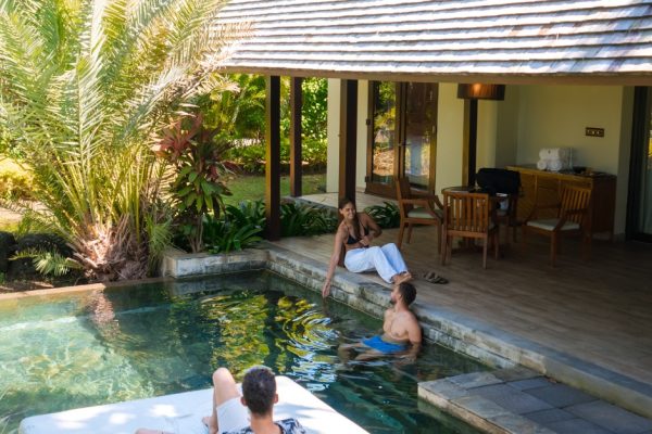 Garden Pool Villa at Four Seasons Resort Mauritius, surrounded by tropical greenery with a private pool.