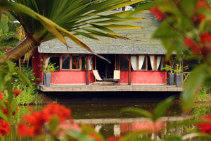Lakaz Chamarel Exclusive Lodge surrounded by lush greenery